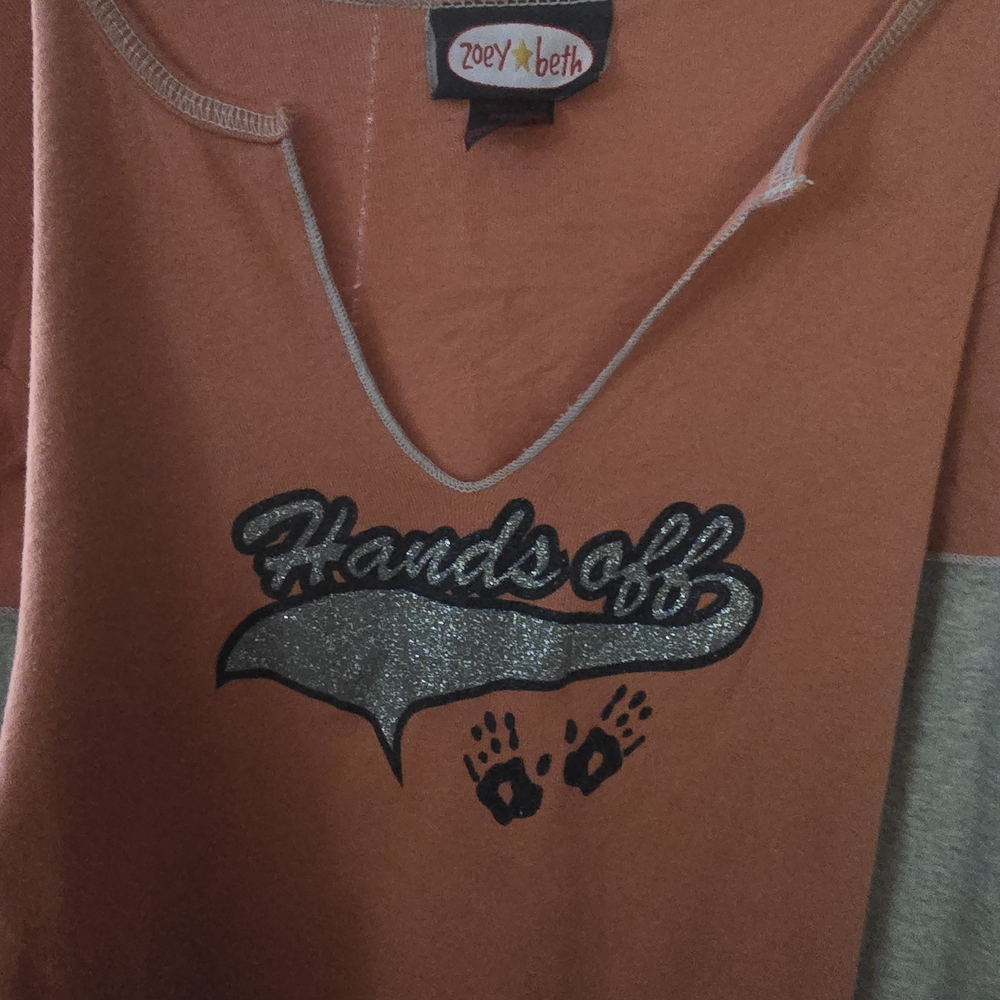 Zoey Beth Women's Long Sleeve Tee - Orange/coral and Gray